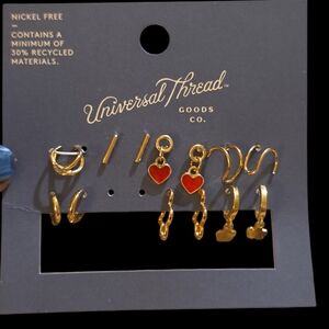 Universal Thread Gold and Red Earring Set